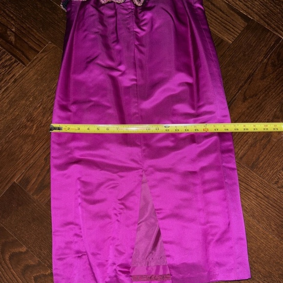 VINTAGE - UNBRANDED Hot Pink Fuchsia Long Dress Evening Gown Size 0-2 - Picture 10 of 11